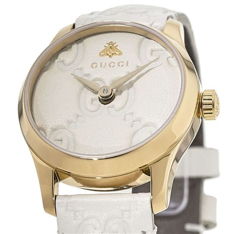 gucci unisex swiss automatic g-timeless white leather strap watch 40mm|Gucci watches for women.